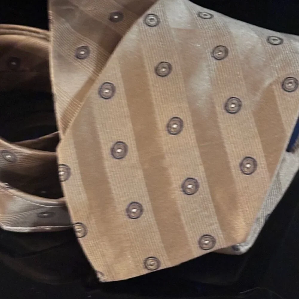 Sulka Silk Tie Tan Light Brown Beige Metallic Bronze Metal